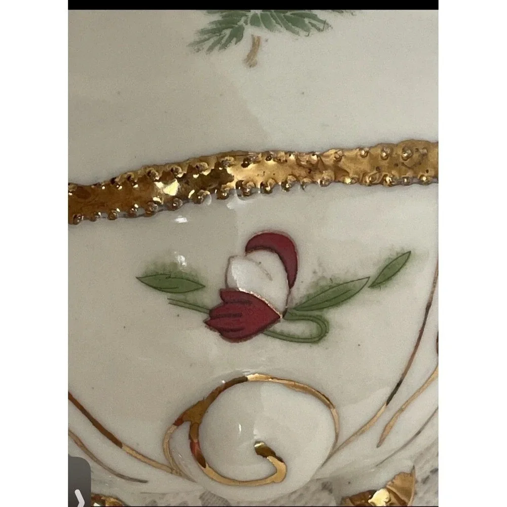 Chinese Floral Ceramic Piggy Bank Home Decor Small White Gold